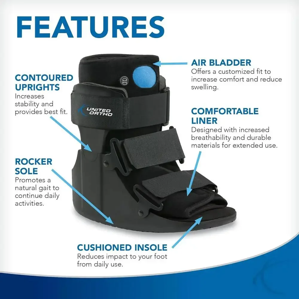 United Ortho Medical Walking Boot with Air Bladder and Rocker Sole Support - Picture 3 of 9